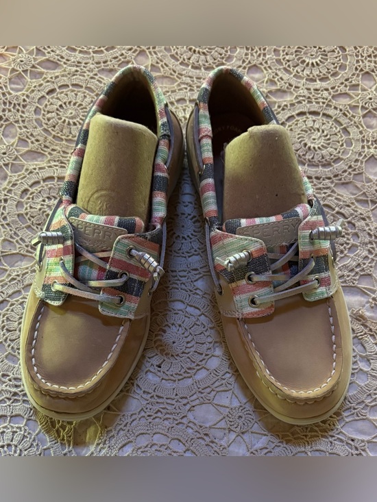 Sperry Other - Sperry Top-Sider Kids Leather Shoresider 3-Eye Sparkle Stripe Boat Shoe Youth 4M